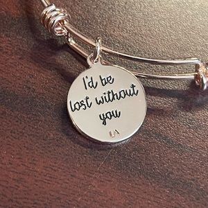 "Lost Without You" Crystal Compass Charm Bangle Bracelet